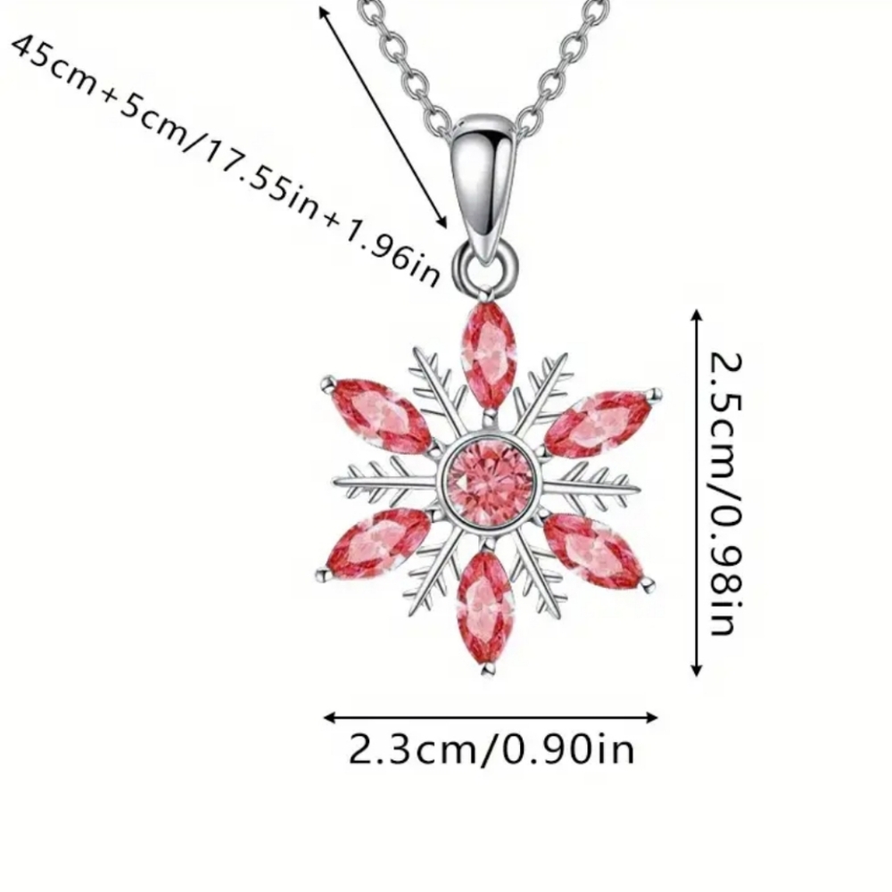 Red Snowflake Pendant Necklace - Picture 3 of 5